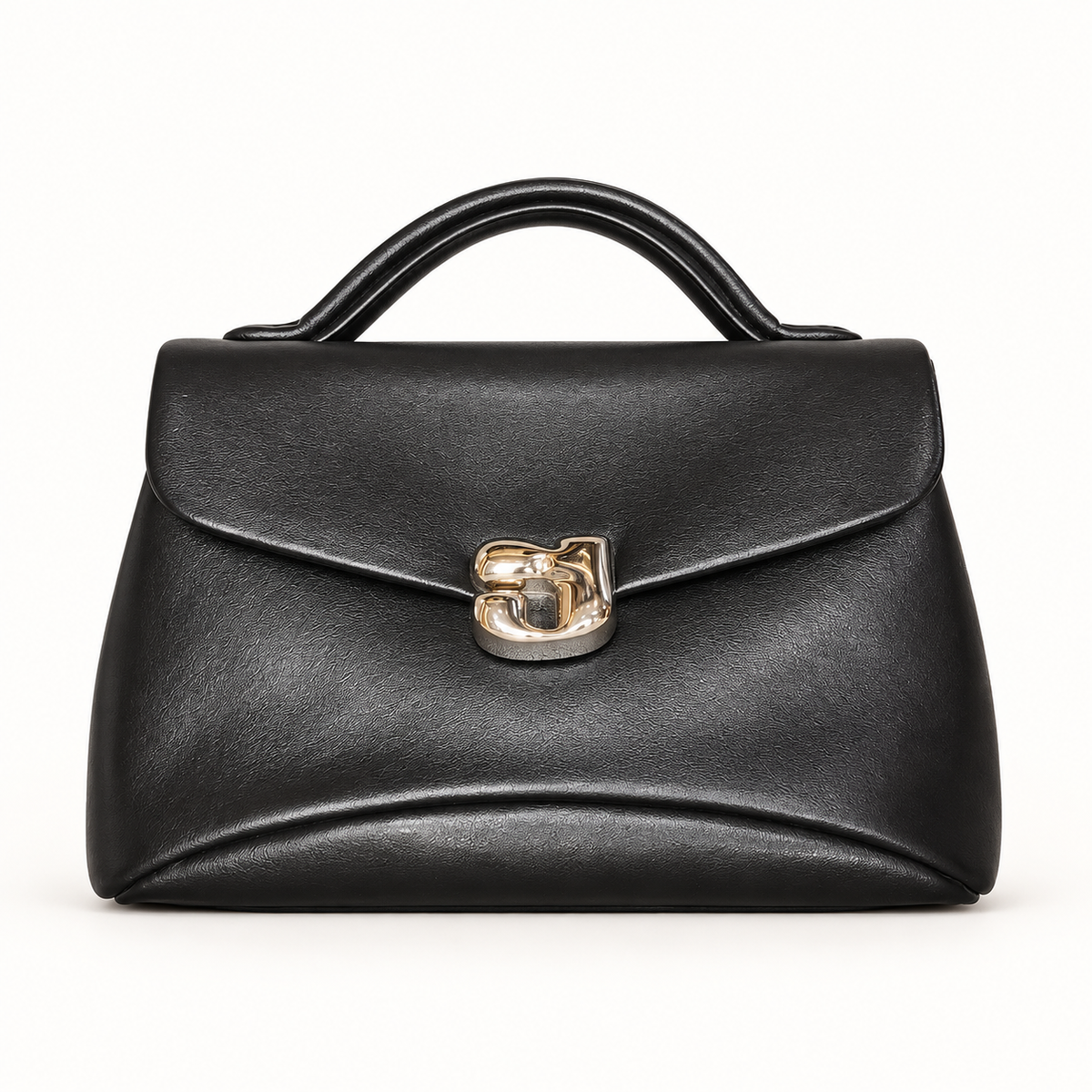 Classic Clasp Top Handle Bag — black — studio image