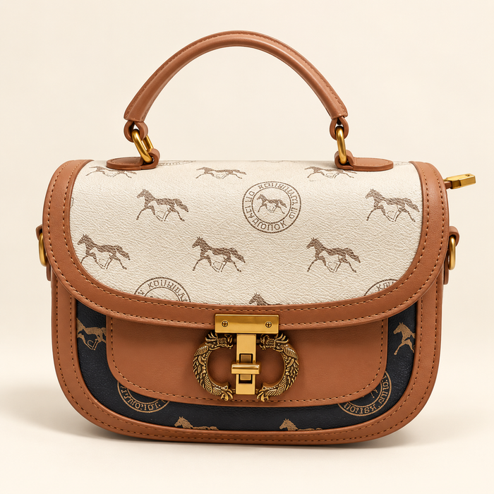 Equestrian Print Saddle Bag