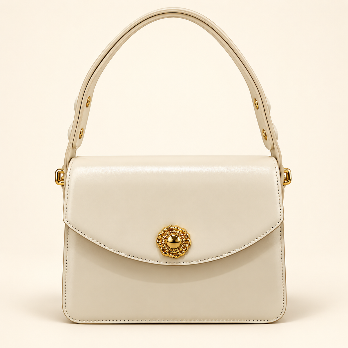 Round Button Flap Satchel