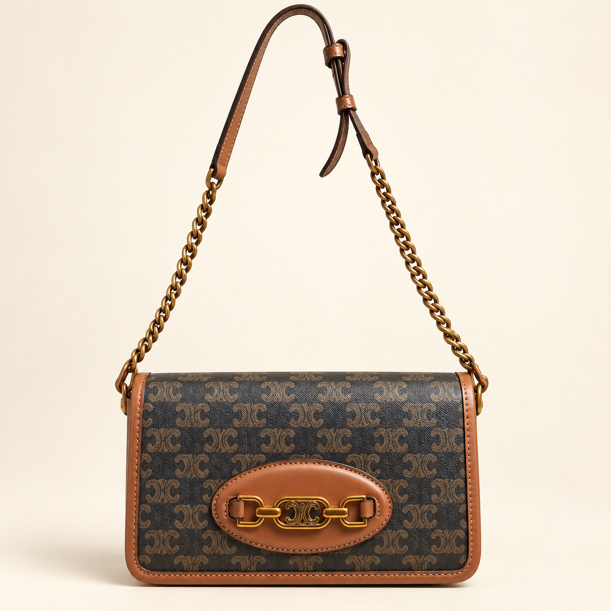 Patterned Chain Flap Bag