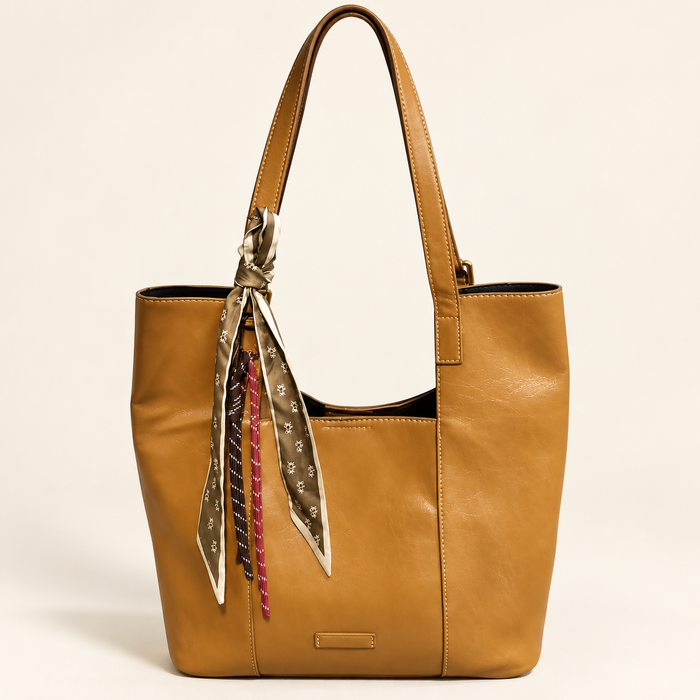 Scarf Accent Bucket Tote