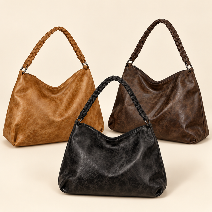 Braided Strap Slouch Bag