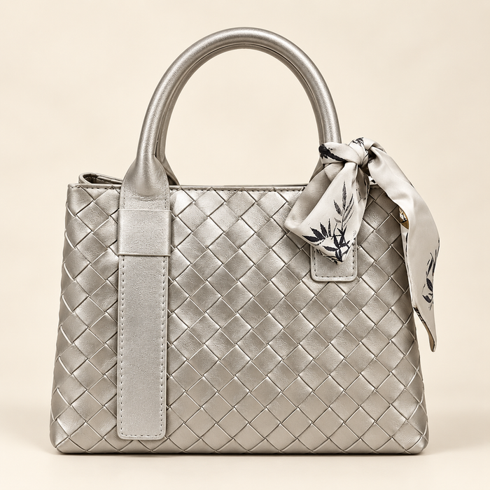 Silver Woven Finish Handbag