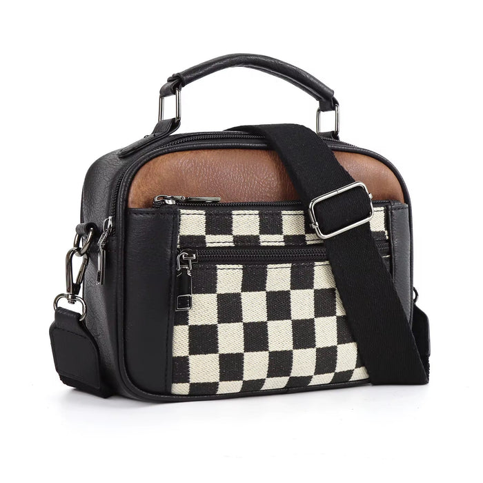 Grid Pattern Crossbody