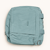 Front-Flap Shoulder Bag — Light Blue — AI-styled studio image
