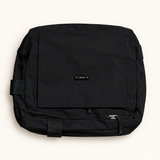 Front-Flap Shoulder Bag — Black — AI-styled studio image