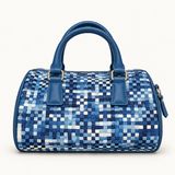 Woven Check Mini Duffle — blue — studio image