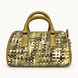 Woven Check Mini Duffle — olive — studio image