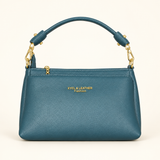 Gold Clip Handle Sling Bag — teal — studio image