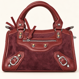 Twin Buckle Zip Satchel — burgundy — studio image