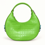 Croc Texture Crescent Bag — green — studio image