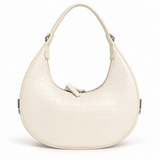 Croc Texture Crescent Bag — ivory — studio image