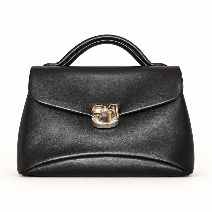 Classic Clasp Top Handle Bag — black — studio image