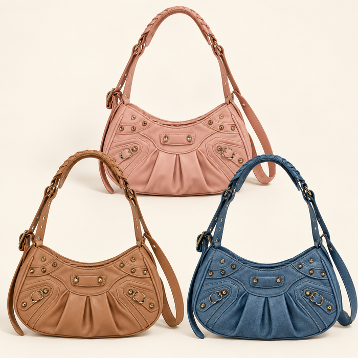 Stud Detail Moto Shoulder Bag