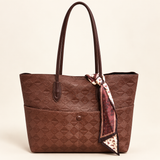 Scarf Accent Textured Tote