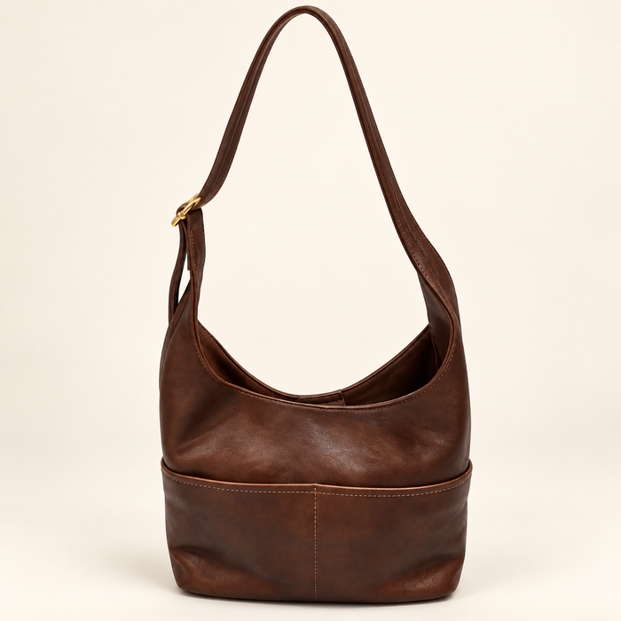 Panelled Brown Shoulder Hobo