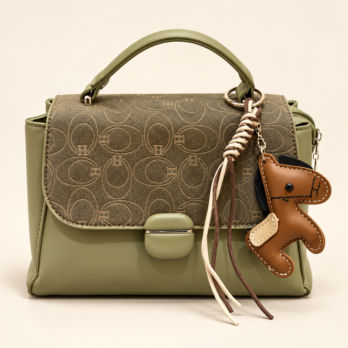 Embossed Puppy Charm Satchel