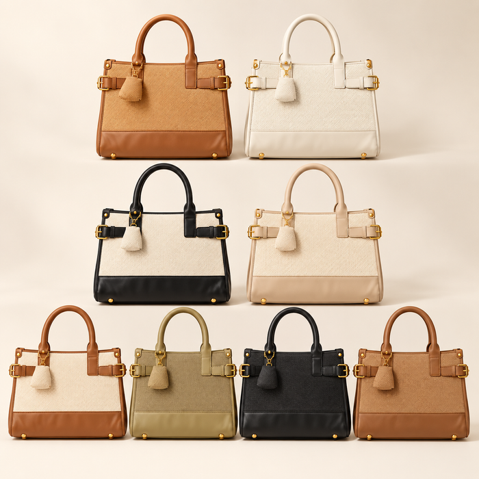 Contrast Panel Structured Tote
