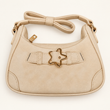 Star Buckle Sling Bag — beige front — AI-styled studio image