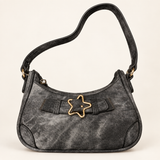 Star Buckle Sling Bag — charcoal front — AI-styled studio image