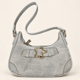 Star Buckle Sling Bag — light grey front — AI-styled studio image