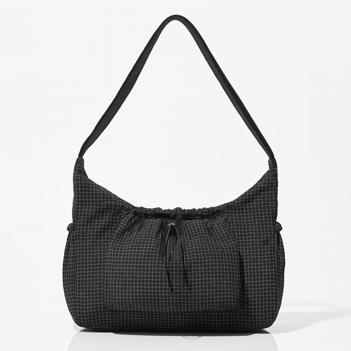 Grid Ruched Shoulder Bag
