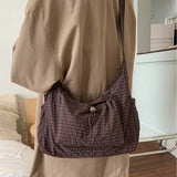 Grid Ruched Shoulder Bag