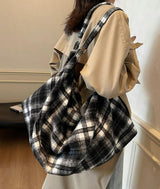 Checkered Slouch Shoulder Bag