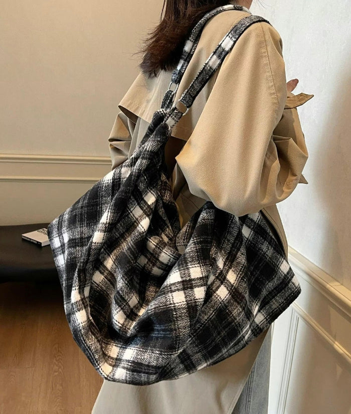 Checkered Slouch Shoulder Bag