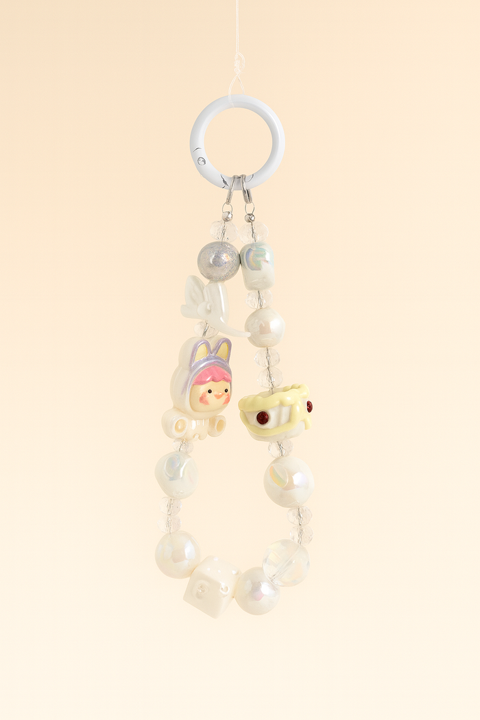 Ivory Beaded Bag Charm