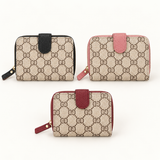 Monogram Tab Zip Wallet — Black, Dusty Pink, Burgundy