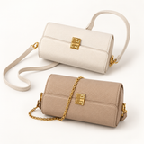 Geometric Clasp Mini Bag — Ivory, Taupe