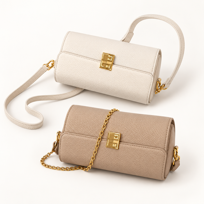 Geometric Clasp Mini Bag — Ivory, Taupe