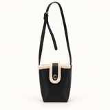 Fleece Trim Mini Shoulder Bag — Black