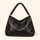 Braided Strap Slouch Bag — Black — individual studio photo