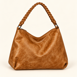 Braided Strap Slouch Bag — Tan — individual studio photo
