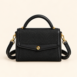 Button Flap Mini Satchel — Black — individual studio photo