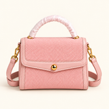 Button Flap Mini Satchel — Pink — individual studio photo