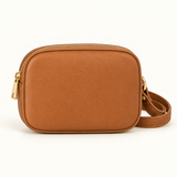 Chevron Camera Crossbody — Tan — individual studio photo