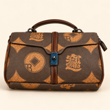 Coin Print Compact Bowling Bag — Dark Brown — individual studio photo