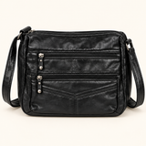 Compact Multi Zip Crossbody — Black — individual studio photo