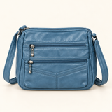 Compact Multi Zip Crossbody — Blue — individual studio photo
