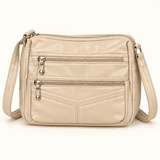 Compact Multi Zip Crossbody — Cream — individual studio photo