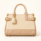 Contrast Panel Structured Tote — Beige Brown — individual studio photo