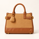 Contrast Panel Structured Tote — Brown — individual studio photo