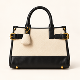 Contrast Panel Structured Tote — Cream Black — individual studio photo