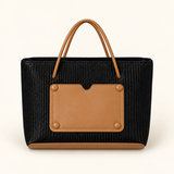 Contrast Patch Mini Shopper — Black Tan — individual studio photo