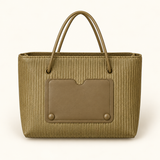 Contrast Patch Mini Shopper — Olive — individual studio photo
