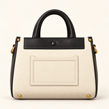 Front Pocket Structured Shopper — Cream Black — individual studio photo