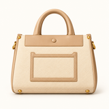 Front Pocket Structured Shopper — Cream Brown — individual studio photo